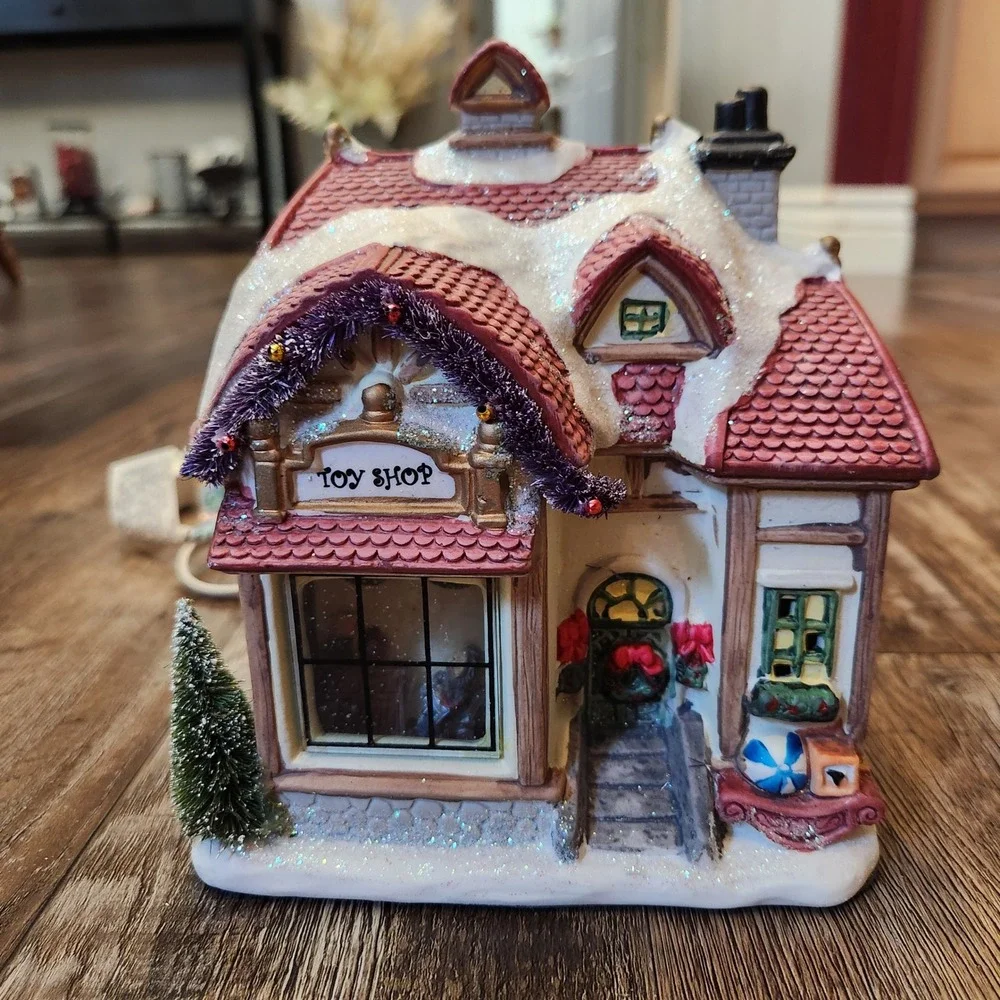 Holiday Seasons Collector Series III Porcelain Lighted Toy Shop Christmas Decor